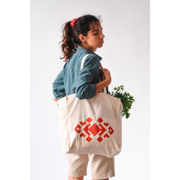 Tote bag with Tribal Print, Ethical Shopping, 6 Internal Pockets, For Urban Adventures, Grocery shopping 