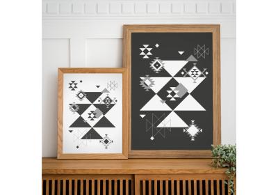 Set of two Ethnic downloadable prints, Geometric print, Tribal art, Ethnic wall art, Printable art (Black and White) 