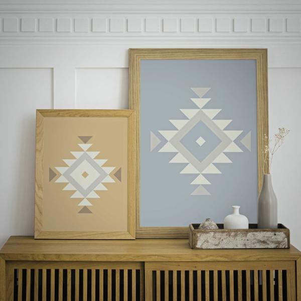 Set of two Ethnic downloadable prints, Geometric print, Tribal art, Ethnic wall art, Printable art (Desert Beige and Ice Blue) 
