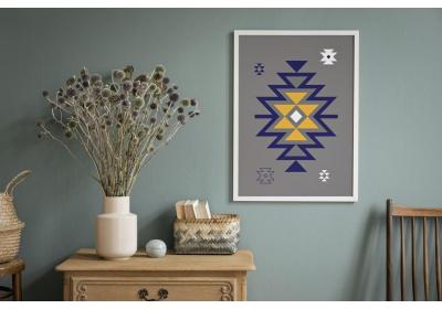 Ethnic downloadable print, Geometric print, Tribal art, Ethnic wall art, Printable art, Color Gray 