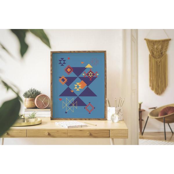 Ethnic downloadable print, Geometric print, Tribal art, Ethnic wall art, Printable art, Color Sapphire Blue