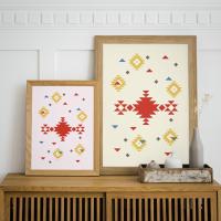 Set of two Ethnic downloadable prints, Geometric print, Tribal art, Ethnic wall art, Printable art (Lemonade Yellow and Peony Pink)