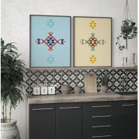 Set of two Ethnic downloadable prints, Geometric print, Tribal art, Ethnic wall art, Printable art (Mellow Yellow and Watery Sea Blue)