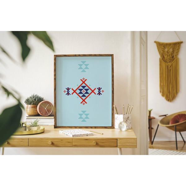 Ethnic downloadable print, Geometric print, Tribal art, Ethnic wall art, Printable art, Color Watery Sea Blue 